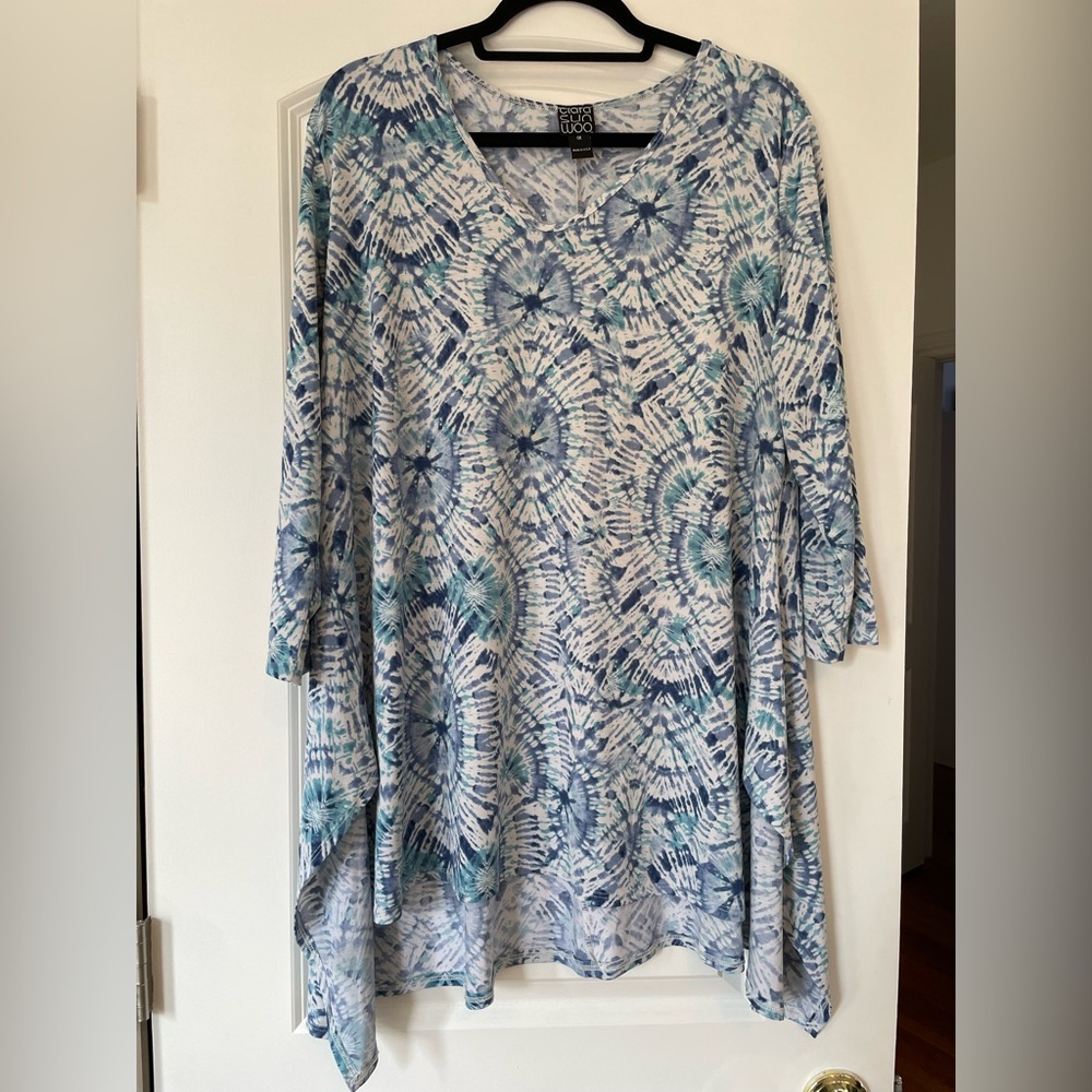 Blue Tie-Dye Print Women's Top